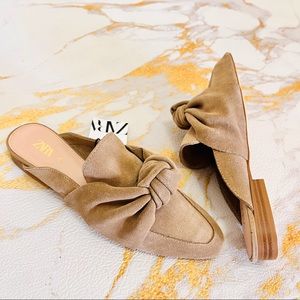 Zara Suede Tan Mules